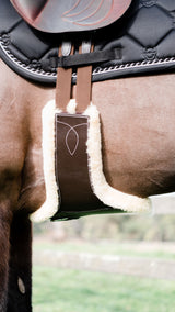 Long Stud Girth - build your own (cream sheepskin for BROWN girth) - Lumiere Equestrian