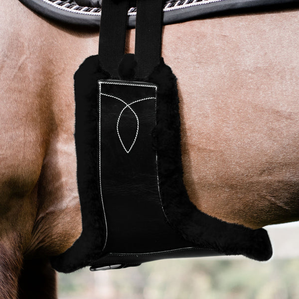 Long Stud Girth - build your own (black sheepskin) - Lumiere Equestrian