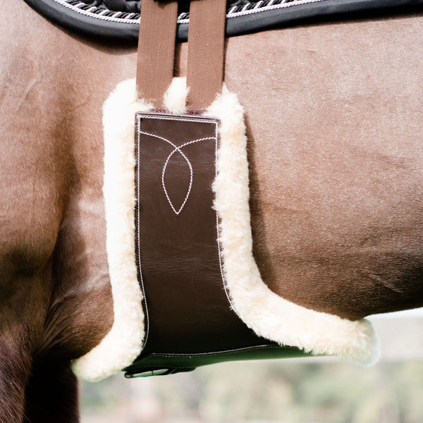Long Stud Girth - build your own (cream sheepskin for BROWN girth) - Lumiere Equestrian