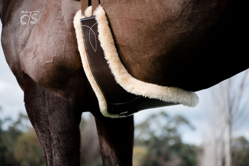 Long Stud Girth - build your own (black sheepskin) - Lumiere Equestrian