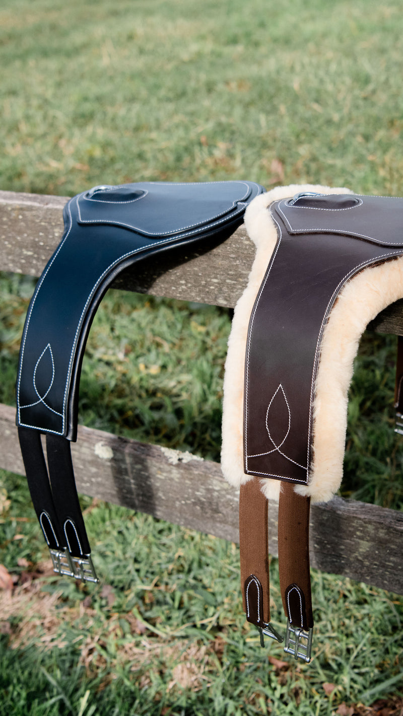 Long Stud Girth - build your own (cream sheepskin for BROWN girth) - Lumiere Equestrian