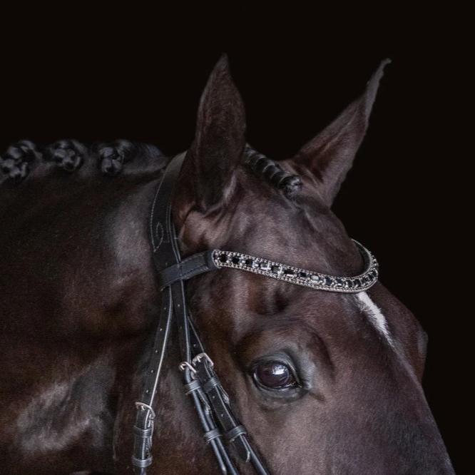 'Audrey' black Italian leather bridle - hanoverian - Lumiere Equestrian