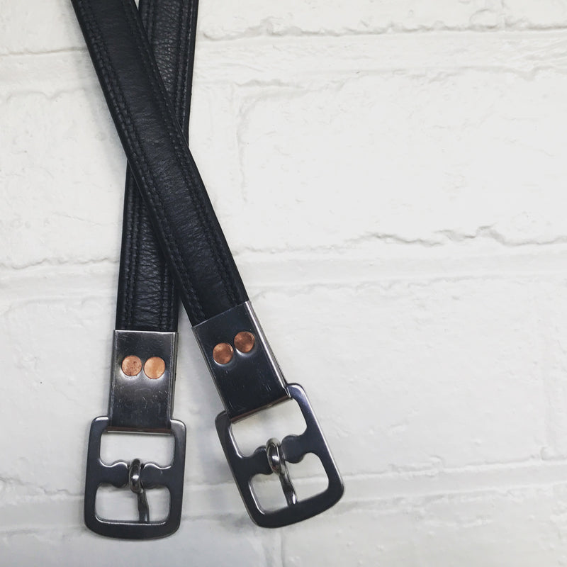 Stirrup leathers - nappa leather (black / brown) - Lumiere Equestrian
