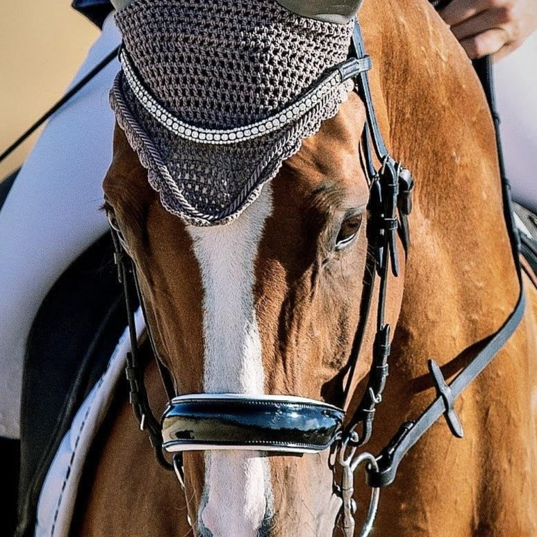 'Adeline' Italian leather bridle (cavesson) - black - Lumiere Equestrian