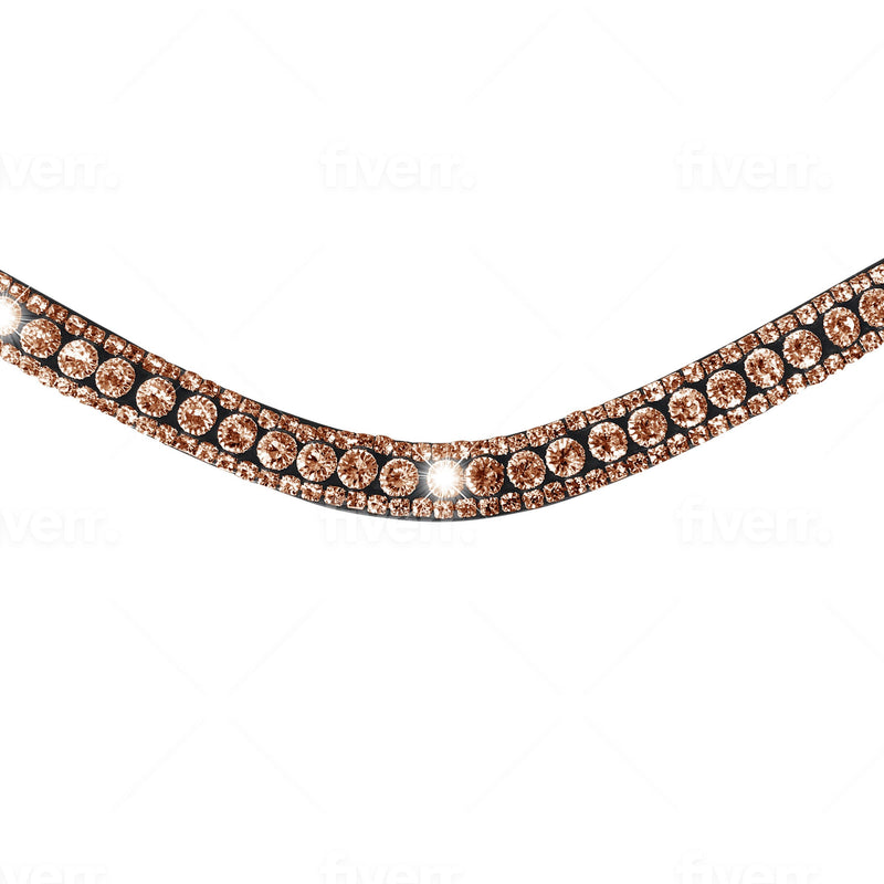 Rose gold crystal browband - (black & brown leather) - Lumiere Equestrian