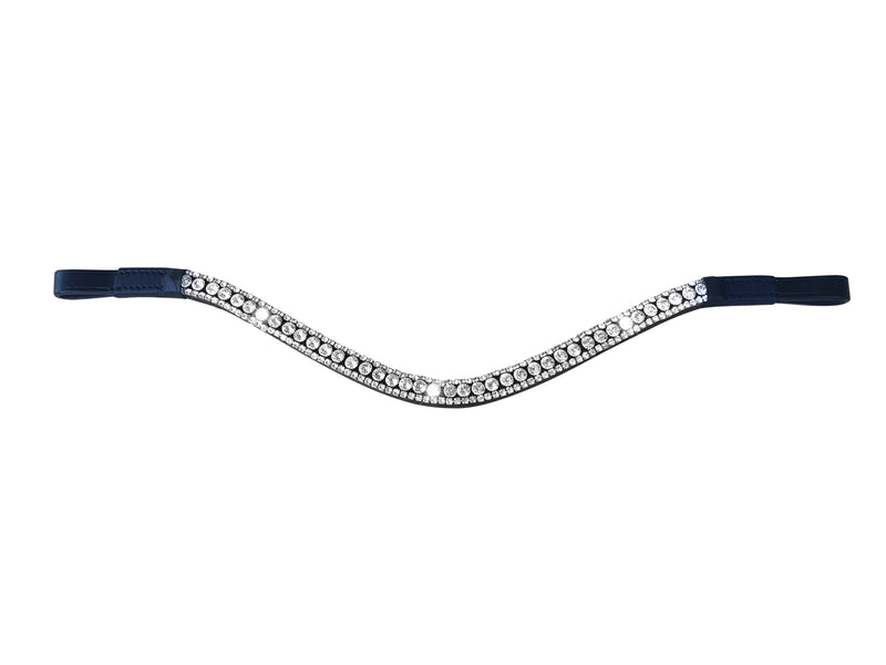 Solitaire crystal browband - (black leather) - Lumiere Equestrian