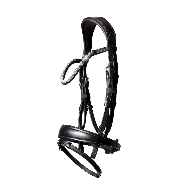 'Abigail' black Italian leather bridle - Lumiere Equestrian