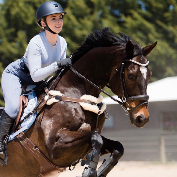 'Venus' Italian leather breastplate - black & brown - Lumiere Equestrian