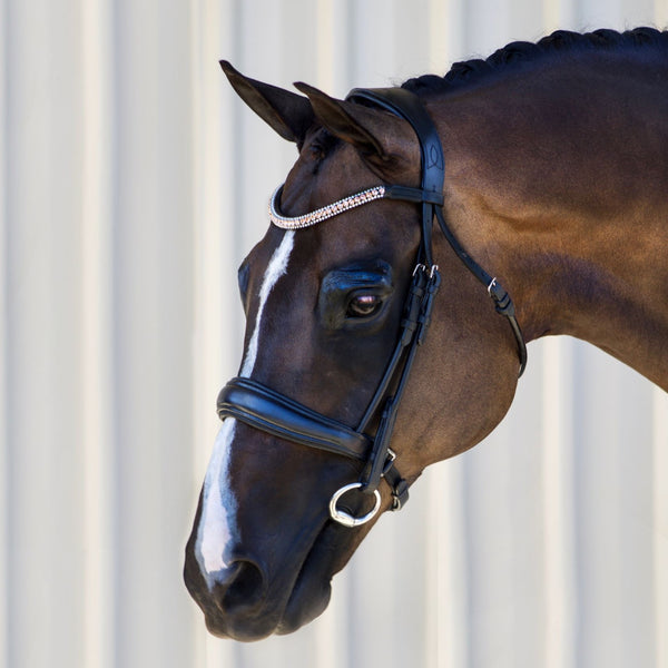 'Madeline' black Italian leather bridle - Lumiere Equestrian