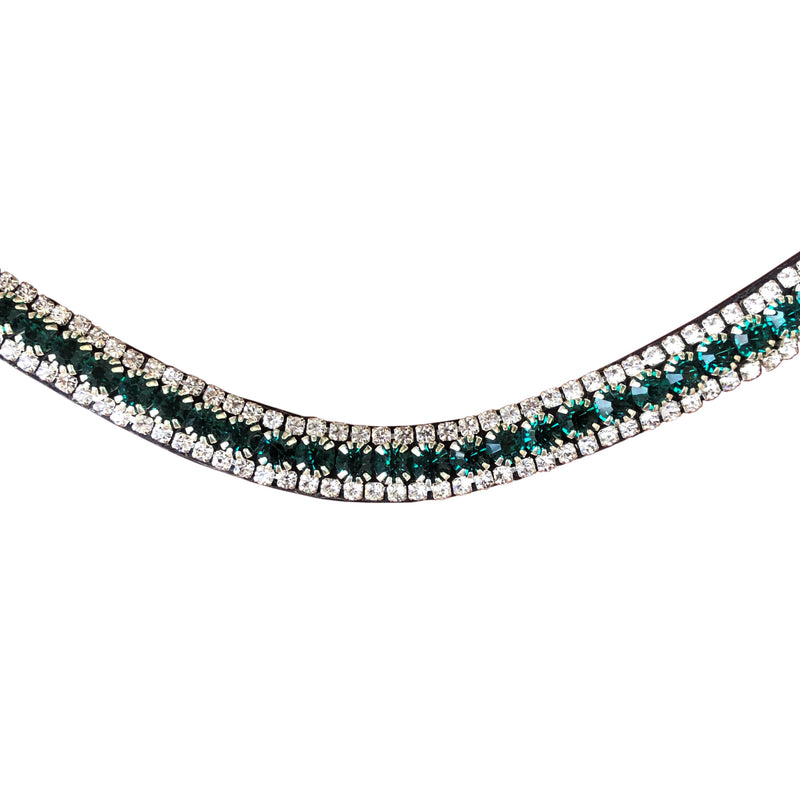 Emerald crystal browband - (black leather)