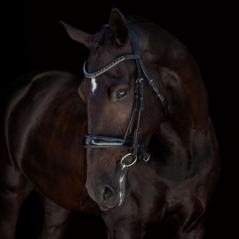 'Audrey' black Italian leather bridle - Lumiere Equestrian