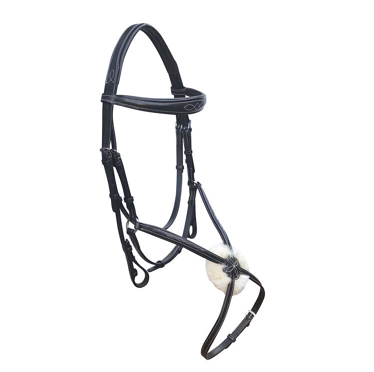 'Ava' Italian leather grackle bridle - black & brown - Lumiere Equestrian