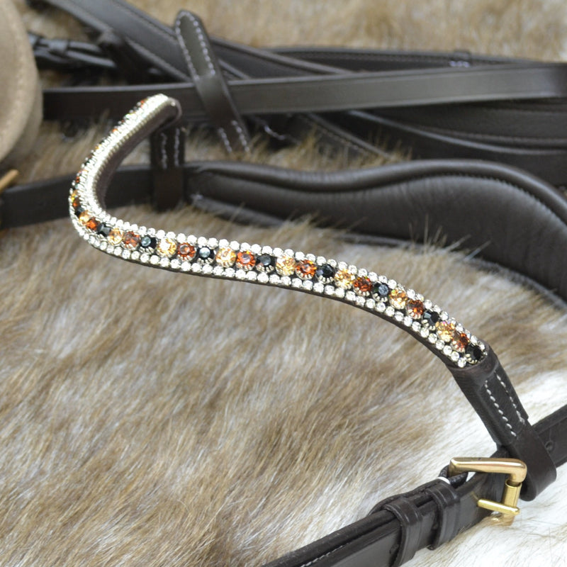 Amber, deep wave crystal browband - brown (small loop) - Lumiere Equestrian