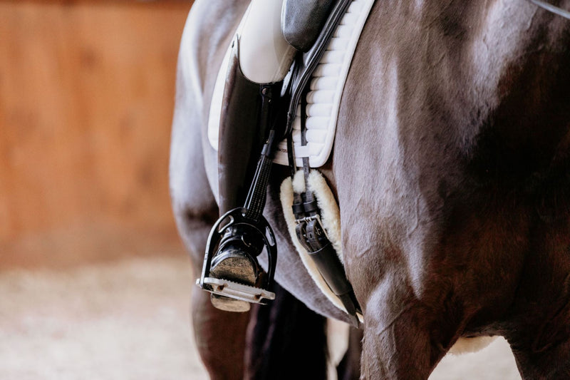 Anatomic dressage girth - build your own (black sheepskin) - Lumiere Equestrian