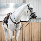'Venus' Italian leather breastplate - black & brown - Lumiere Equestrian